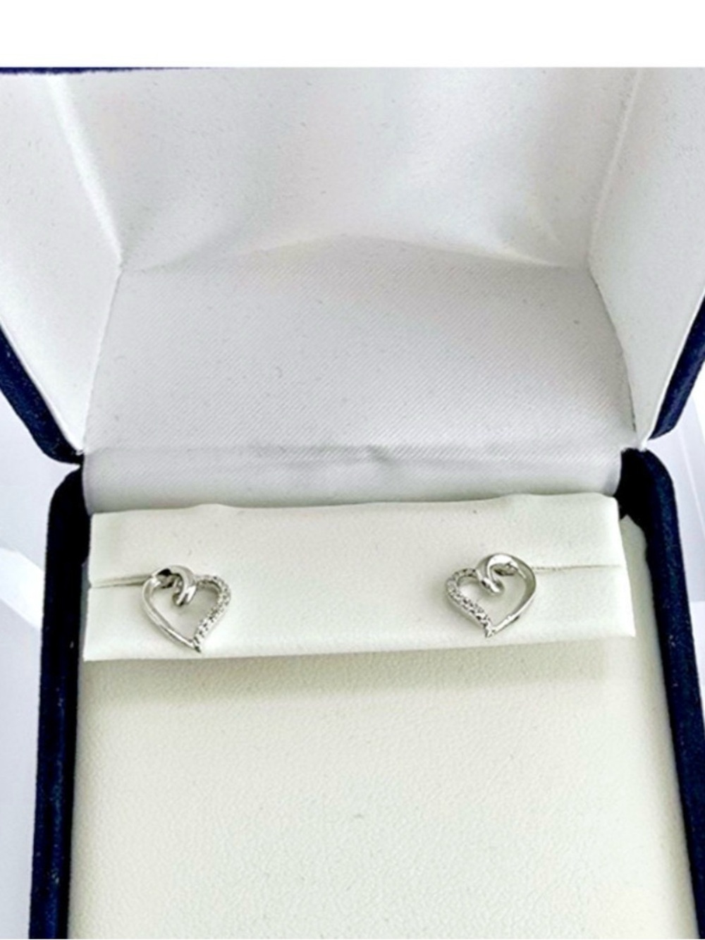 Heart Stud Post Earrings 10MM Diamond Accent 925 Sterling Silver